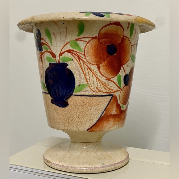 19th Century Antique Gaudy Welsh Pot de Fleurs II Pattern Pedestal Urn Rare - Picture 5 of 16